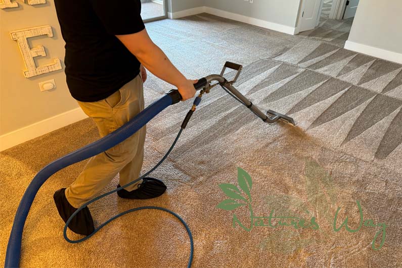Technician Cleaning Carpet with Wand